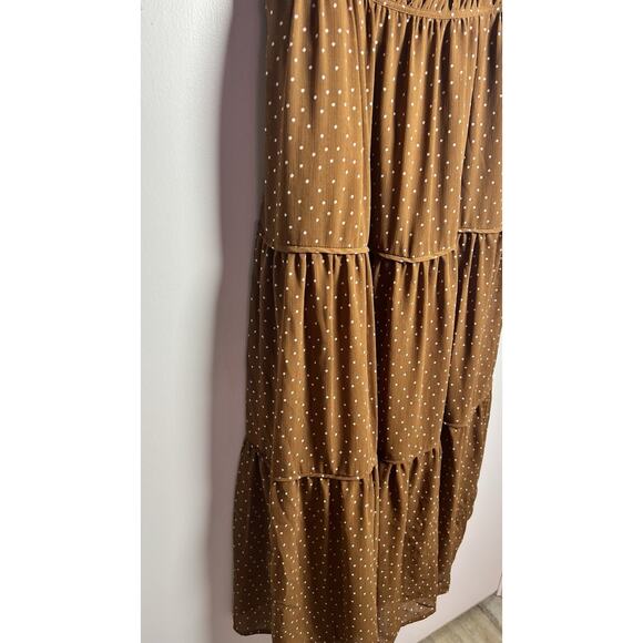 Madewell Size 6 Sophia Cami Tiered Midi Dress in Dot Brown Tie Back Zip *read* - Picture 7 of 15